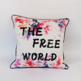 Delicate Competitve Digital Printed Floral Cushion with Sparkle Letters