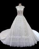 Aolanes Ball Gown Illusion Cap Sleeve Wedding Dress