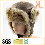 100% Polyester Artificial Fur Ushanka Winter Hat with Ear Flap