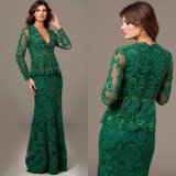 Lace Sleeves Mother of The Bride Dress Green Party Evening Dresses Ra922