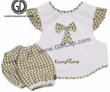 Cute Lovely Checked Children Kids Baby Apron with Sleeve Set