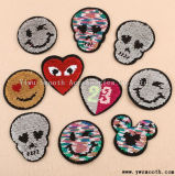 Fashion Reversible Heart Sequin Designs Embroidery Patches Decoration Garment Accessories