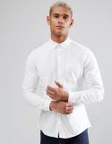 Casual Slim Oxford Shirt with Stretch in White