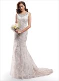 Unique Cap Sleeve Bridal Dress See Through Wedding Gown