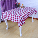 Polyester White Red Scotland Grid Table Cloth (DPF107100)