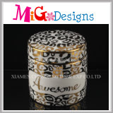 Fashion Design Ceramic Ring Box with Electroplating