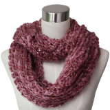 Lady Fashion Acrylic Mohair Knitted Infinity Scarf with Paillettes (YKY4379)