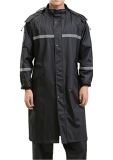 Long Slim Belted Polyester Trench Coat Raincoat with Reflective Strips