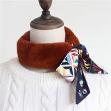 Wholesale Winter Fashion Warm Faux Fur Scarf Fake Fur Scarves with Ribbon