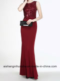 Robe Wine Red Evening Dress Handmade Sequins Elegant Evening Gown
