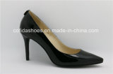Classic Black Leather High Heels Women's Shoe
