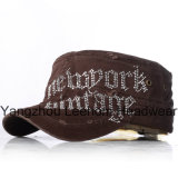Rhinestones Applique Fashion Blingbling Distressed Washed Military Army Cap