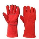 Red Heat Resistant Safety Leather Work Welding Hand Protective Gloves