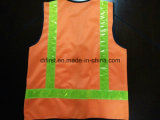 Safety Vest with Flu Yellow Crystal Tape 100%Polyester Knitting Fabric