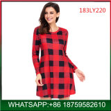 Leisure Style Low Price Plaid Long Sleeve Girls Dress From China