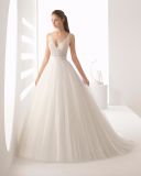 Sexy V Neck Open Back Lace Top Tulle Skirt Bridal Dress Wedding Gown