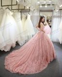 Pink Lace Wedding Ball Gowns Girl Quinceanera Formal Dress Lace up Back Bridal Dress E141016