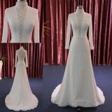 High Collar Hollowed Back Long Sleeves Lace Bridal Wedding Dress