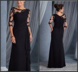 3/4 Sleeve Sheer Evening Party Dresses Black Lace Chiffon Mother of The Bride Groom Dress Lb18310