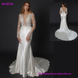 Customized Europe Style Beaded Llong Sleeve Wedding Dress W18579