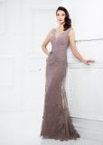 Amelie Rocky Chocalate Color Pleated Evening Gown Formal Party Dress