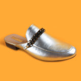 Ladies Silver Slip on Pointed Toe Mule Slippers for Women 2017