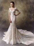 Long Sleeve Detachable Jacket Lace Mermaid Bridal Wedding Dress