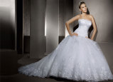 Top Quality Strapless Lace Beaded Bridal Wedding Dresses (AL002)