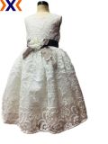 Embroidery Fabric Pretty Party Dress - Handmade Bow & Flower