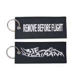 New Products OEM Black Embroidery Brand Keychain