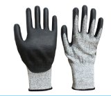 Hppe Cut Resistant PU Coated Safety Work Glove Level 5