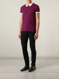 Men Short Sleeves Slim Stripes Polo Shirt with Contrast Collar