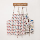 Cotton and Linen Printed Kitchen Apron for Japanese Clothes
