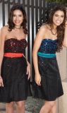Red or Blue Sequin Black Short Evening Wear (ED3021)