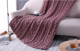 New Design Comfortable Cable Chunky Hand Knitted Wool Throw Blankets
