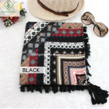Fashion Scarf National Style with Tassel Twill Cotton Square Shawl