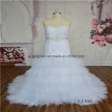 White Ruffle Lace Beading Wedding Dress