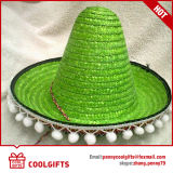 Wholesale Mexico Large Straw Hat with Brim Pompoms Balls