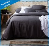 Solid Charcoal Waffle-Design Polyester Duvet Cover Set