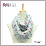 Eiffel Tower Printed Voile Fashionable Infinity Scarf (SNSJ007)