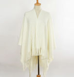 Lady Fashion Acrylic Mohair Knitted Winter Fringe Shawl (YKY4510)