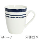13oz Porcelain Mug with Blue Decal Simple Design
