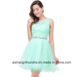 Short Homecoming Dresses Tulle Beaded -Neck Ball Gown Prom Dresses