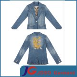 China Style Back Embroidered Split Lady Denim Suits (JC4024)