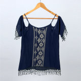 High Quality Woman Summer Embroidery Tank Top with Tassel