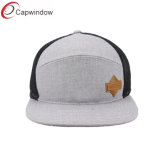 Heather Grey 7 Panel Snapback Hat with Leather Chapter