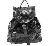 China Factory Women Glossy Geo Prism Design Girls School Backpacks Gym Travel Fancy Bags