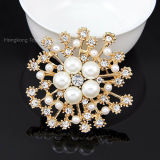 Charming Rhinestone Imitation Pearl Flower Brooches for Women Sweater Broches Dress Pin Wedding Jewelry (BR-08)