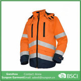 Customized Orange /Navy Reflective Winter Safety Jacket with Hood