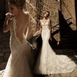 Double Straps Ivory Backless Bridal Wedding Dress with Pearl Chain (W715)